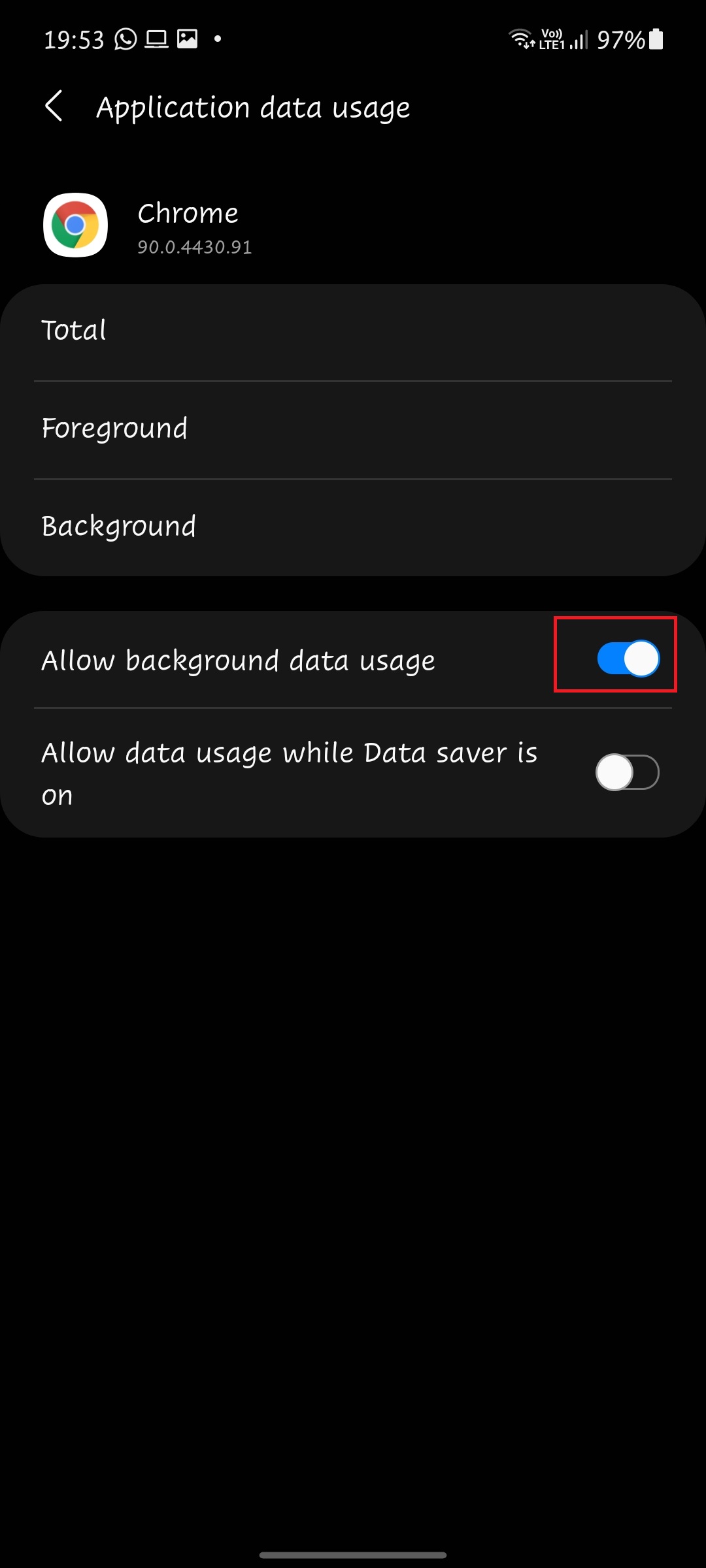 Restrict Background data Usage